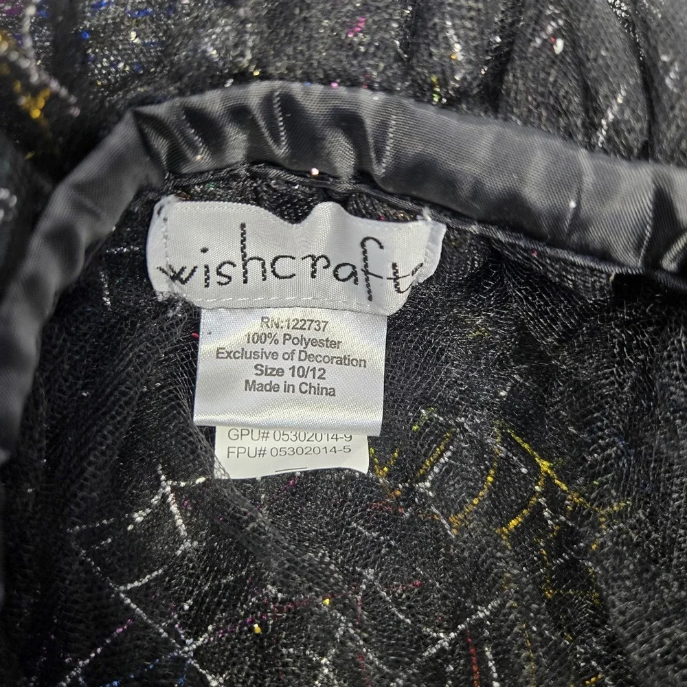 Wishcraft Chasing Fireflies Rainbow Spiderweb Mesh Cape Girls Size 10-12 Goth